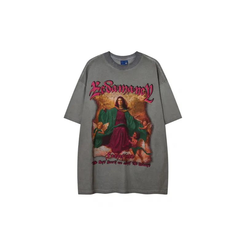Loose Washed Round Neck T Shirt-2
