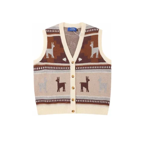 Loose Trendy Contrast Color Jacquard Cardigan Vest