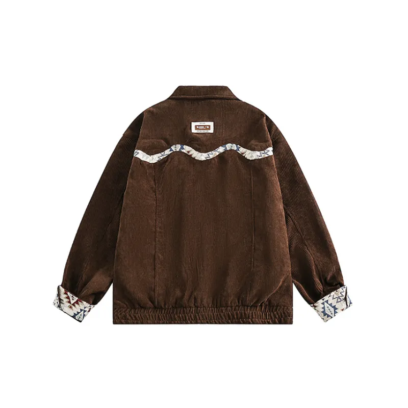 Contrast Color Stitching Style Lapel Jacket-1
