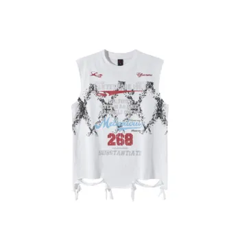 Casual Ripped Cotton Blended Fabric Vest Unisex
