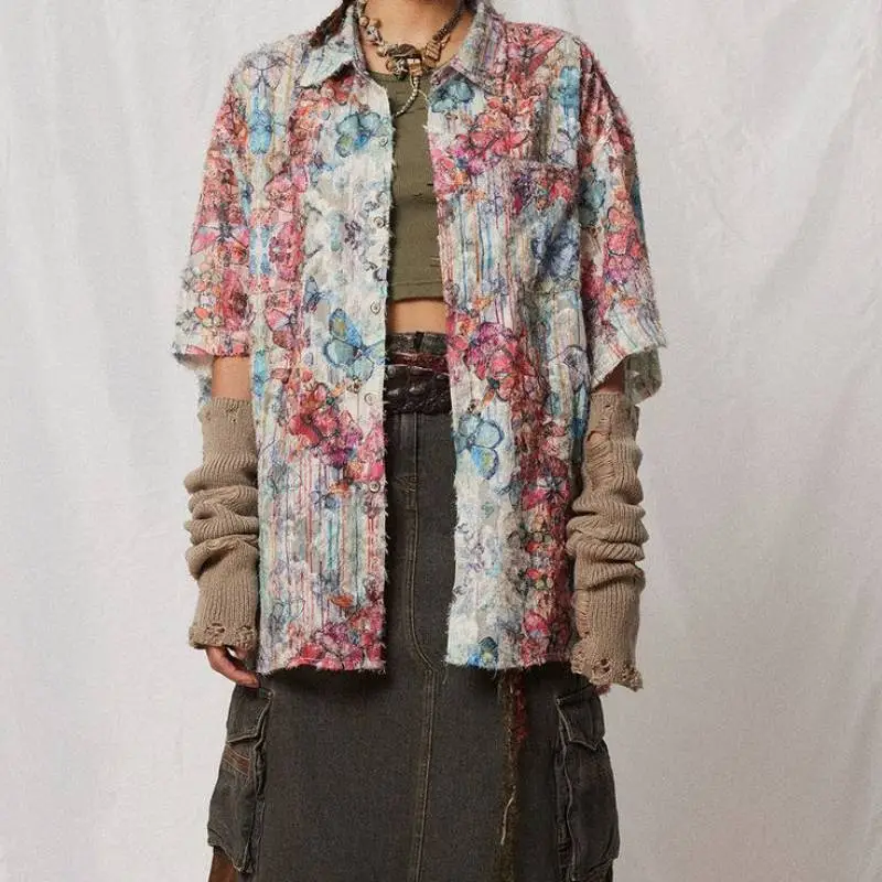 Fashionable Butterfly 100% Polyester Shirt Unisex-2