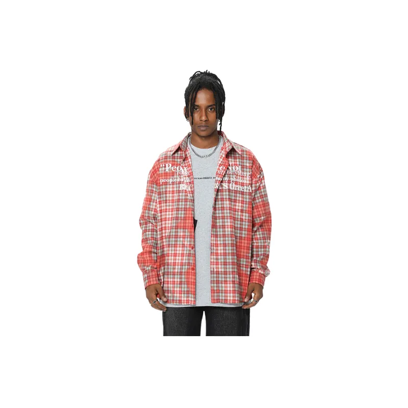 Retro Street Fashion Plaid Long Sleeve Shirt-2