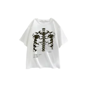 Gothic Style Thin Round Neck T Shirt