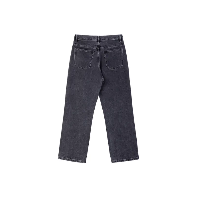 Washed Loose Straight Jeans-1
