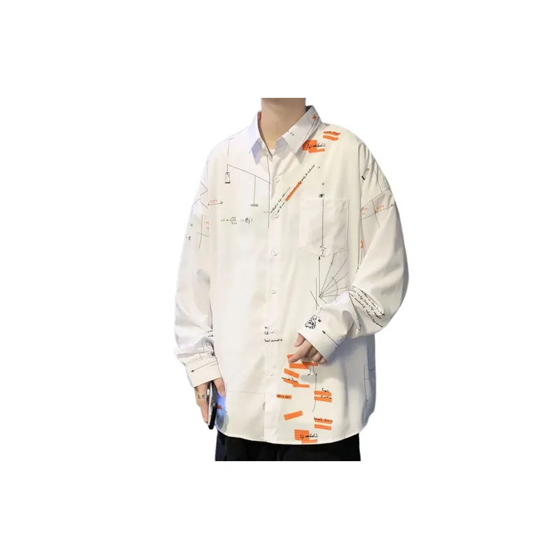 Printed Long Sleeved Stretch Shirts-0