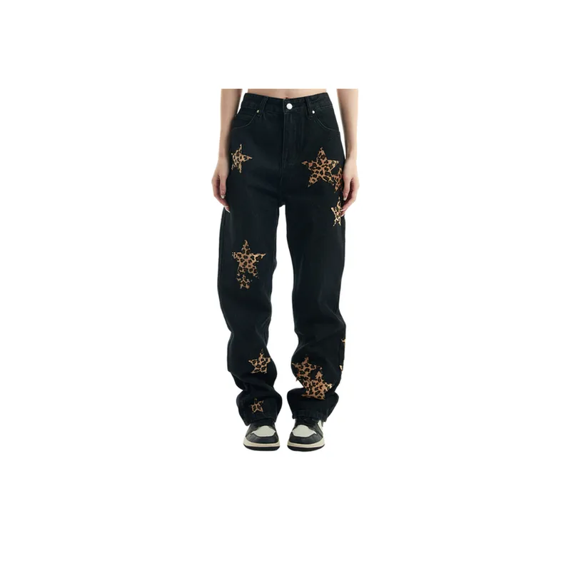 Trendy Leopard Print Jeans-2