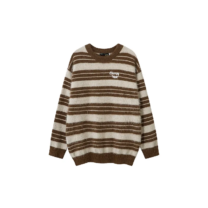 Casual Contrast Color Striped Cotton Blended Fabric Sweater-0