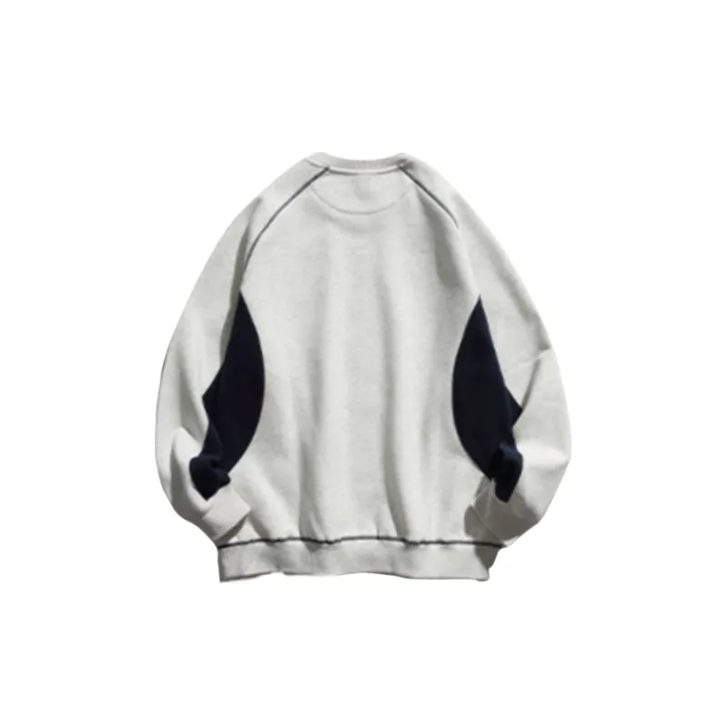 Velvet Raglan Sleeve Color Matching Printed Round Neck Pullover Sweatshirt-3