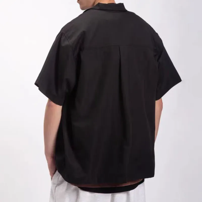 Retro Letter Cool Silk Cotton Shirt-3