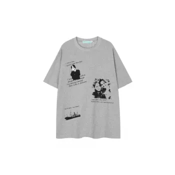 Street Trendy Pattern Printed Loose Crewneck T shirt