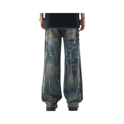 Hip-Hop Design Sense Street Printed Loose Jeans