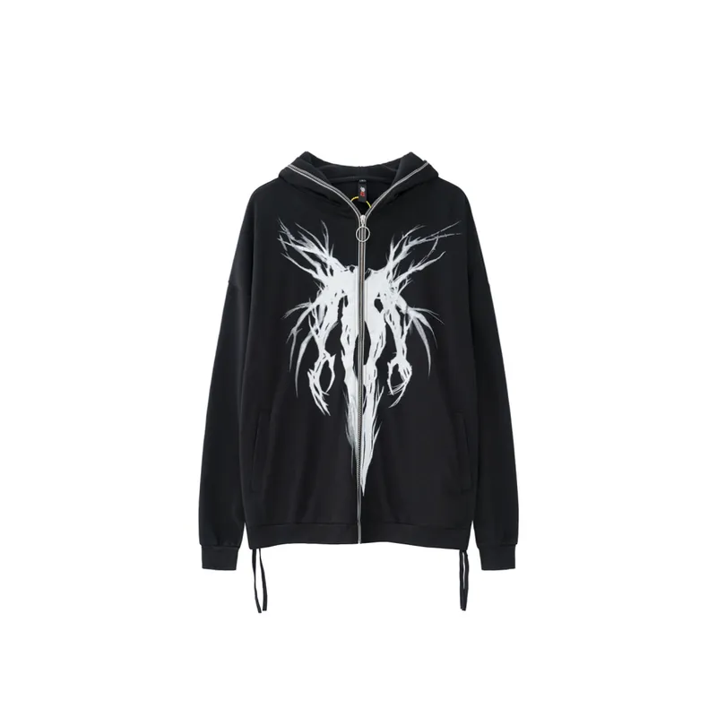Street Tide Burst Lightning Printed Cardigan Hoodie