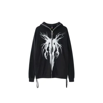 Street Tide Burst Lightning Printed Cardigan Hoodie