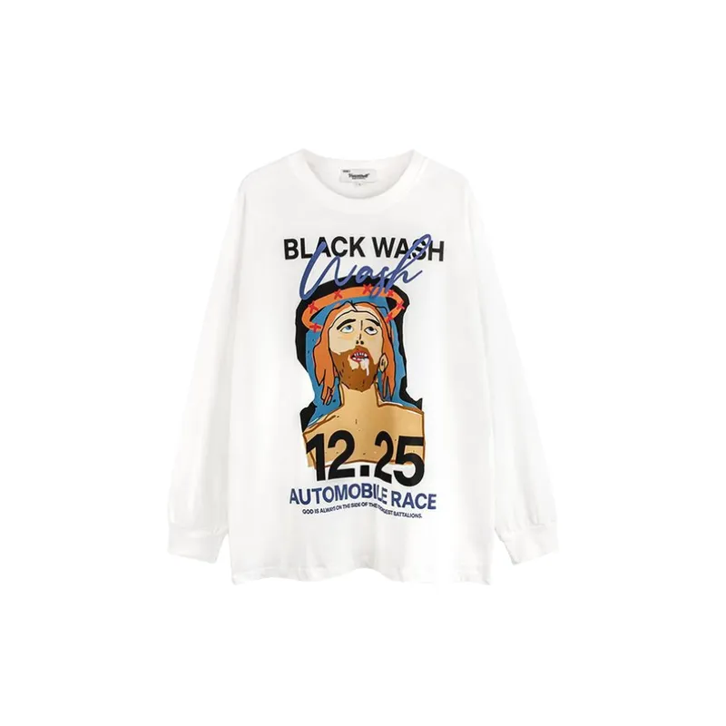 Trendy Cartoon Characters Printed Long sleeved T shirt-0