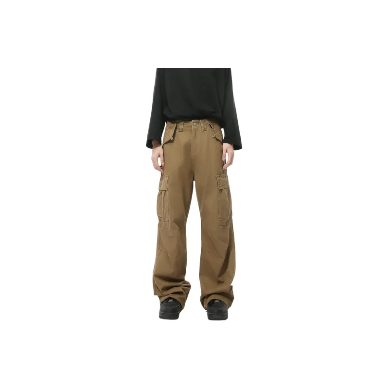 Retro Loose Cotton Cargo Pants-1
