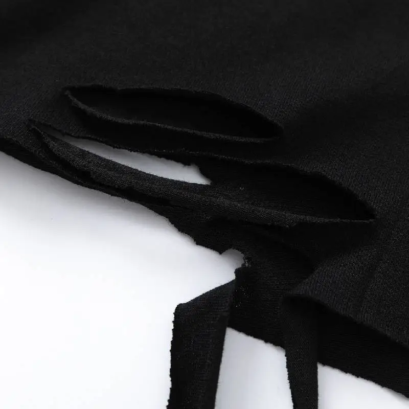 Fashionable Ripped Cotton Blended Fabric T Shirt Unisex-5