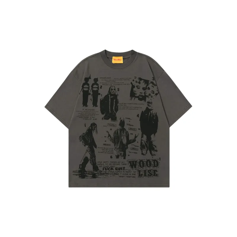 Retro Nostalgic Style Letter Design Loose Short sleeved T shirt