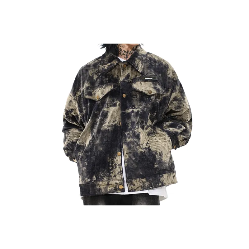 Tie Dye Gradient Retro Corduroy Jacket-5