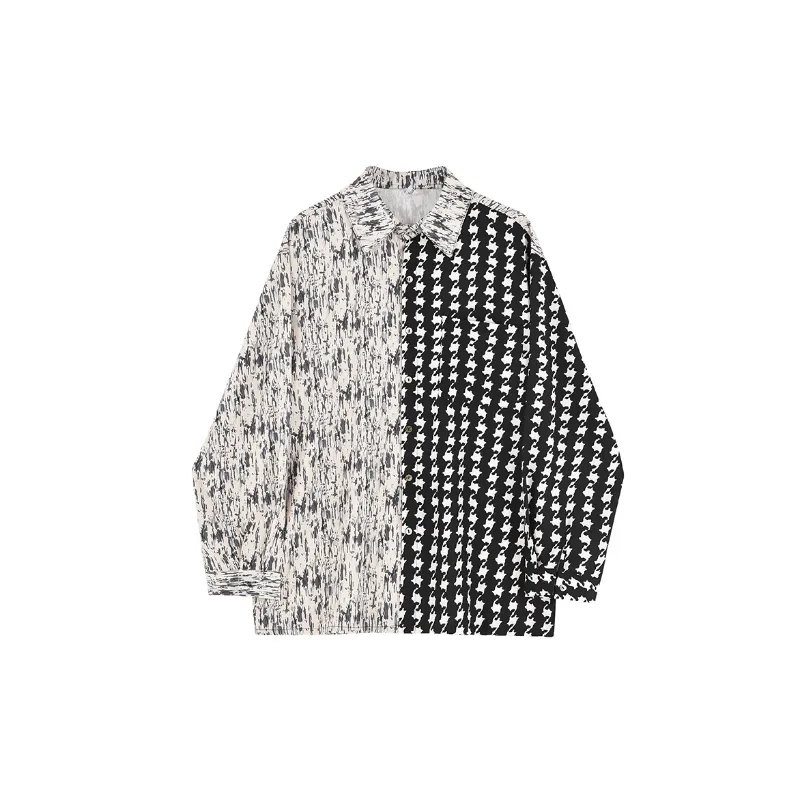 Leopard Print Patchwork Long Sleeved Shirt-0