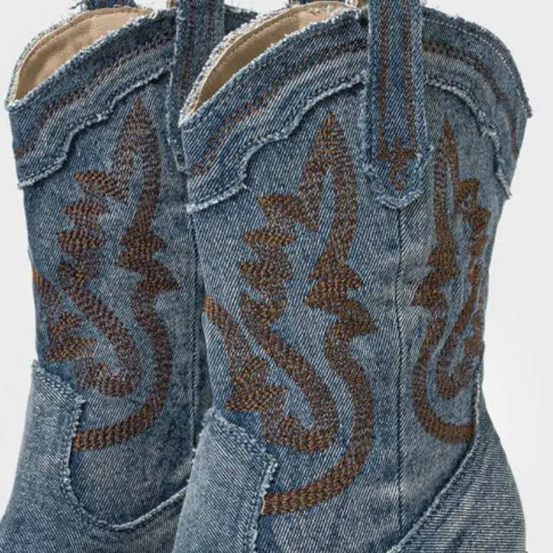 Fashionable Denim Ankle Boots-6