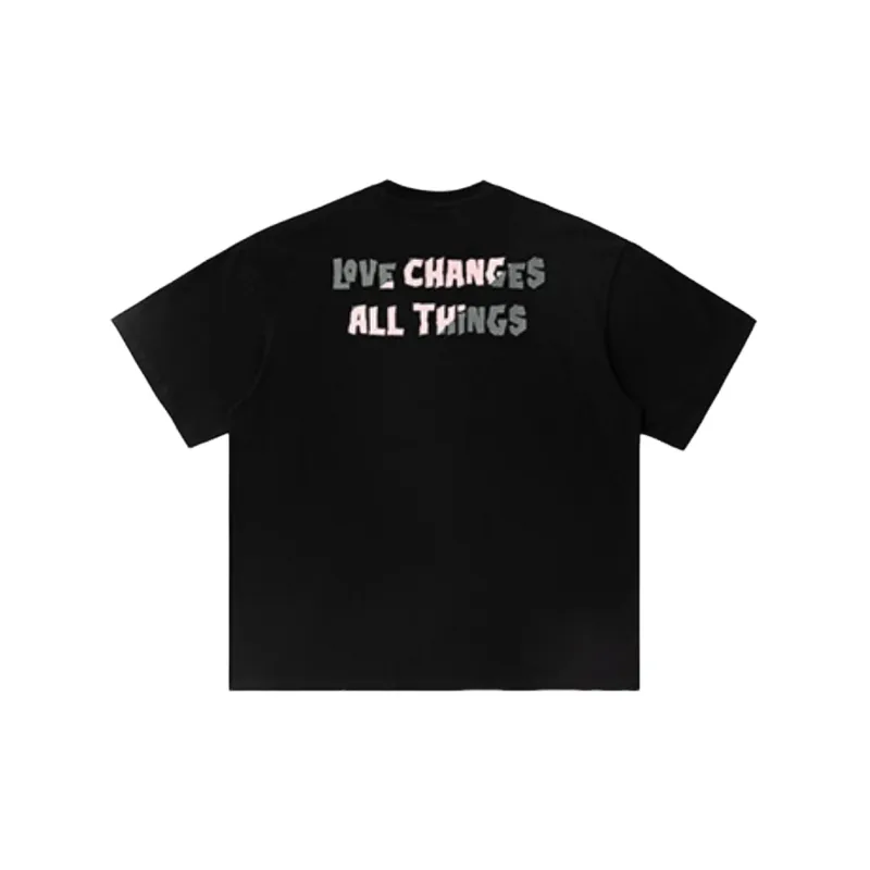 Plain Letter 100% Cotton T Shirt-5