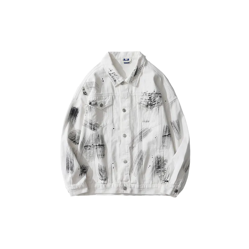 Splash Ink Tie Dye Casual Loose Multi Pocket Lapel Jacket-0