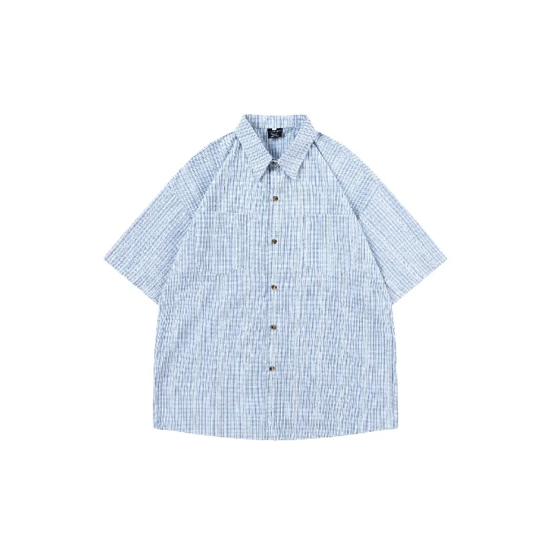 Retro Plaid Cotton Polyester Blend Shirt Unisex-4