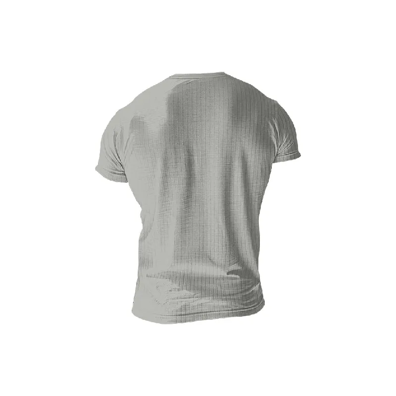 Casual Plain Blended Synthetic Fabrics T Shirt-3