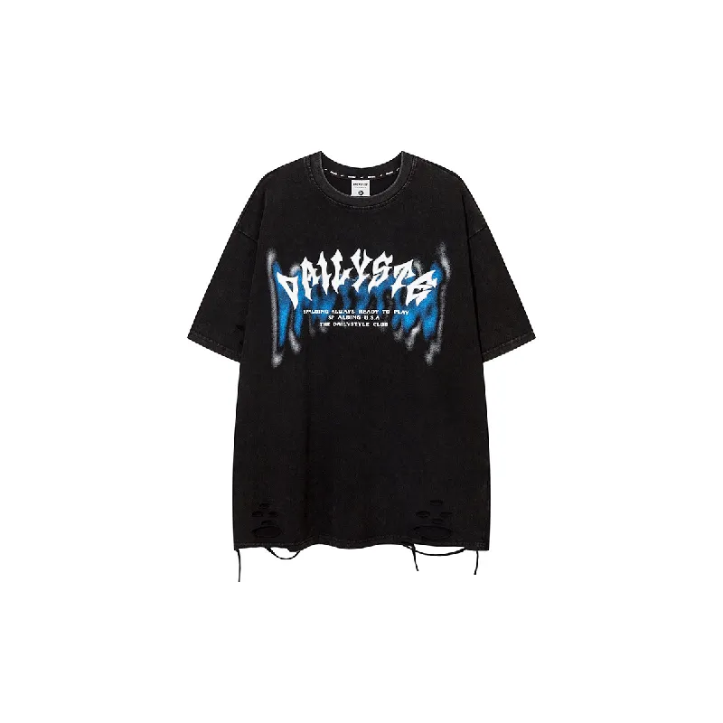 Retro Ripped 100% Cotton T Shirt-0