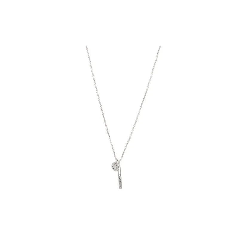 Silver Smiley Face Pendant Necklace-0