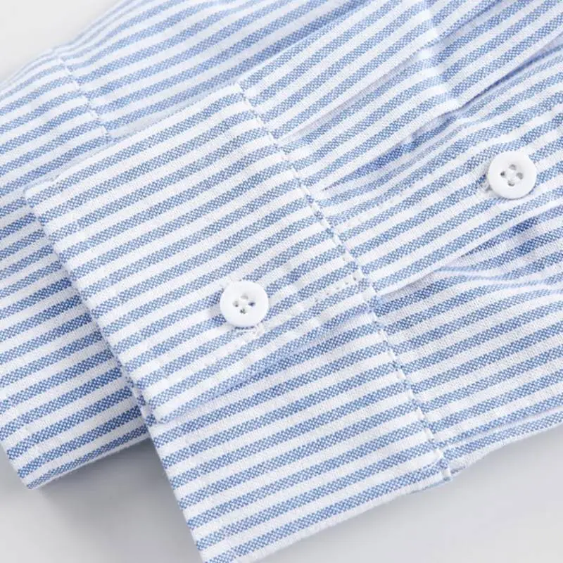 Retro Striped Long Sleeve 100% Cotton Shirt-5