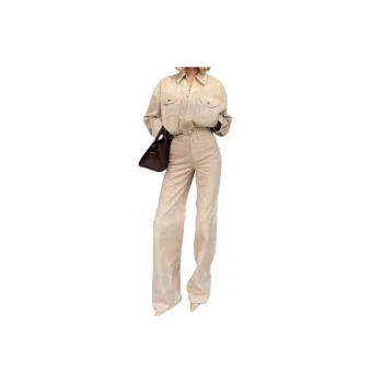 Retro Zipper Leather Shirt Suit Women