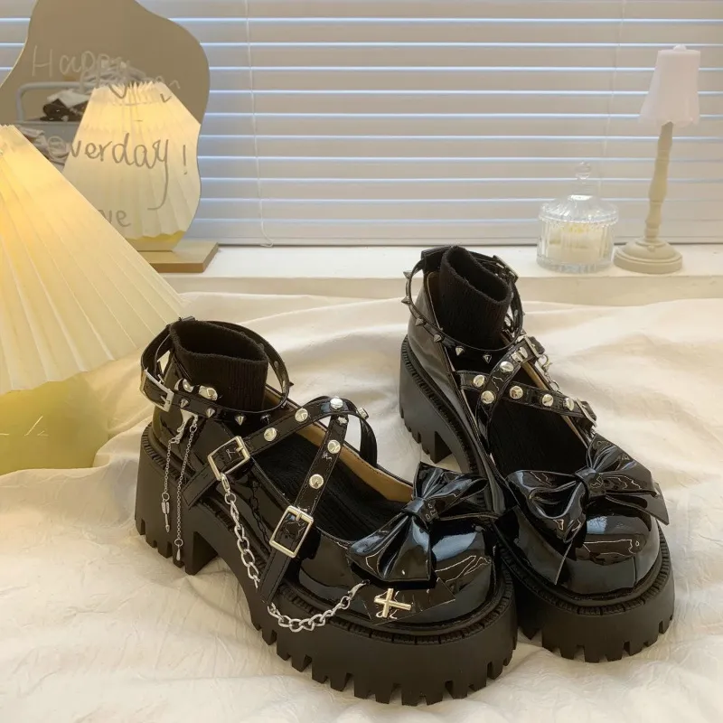 Punk Chain Mary Jane Shoes-1