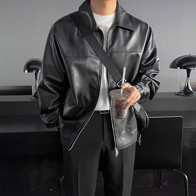 Fashion Casual Artificial Leather Jacket-1
