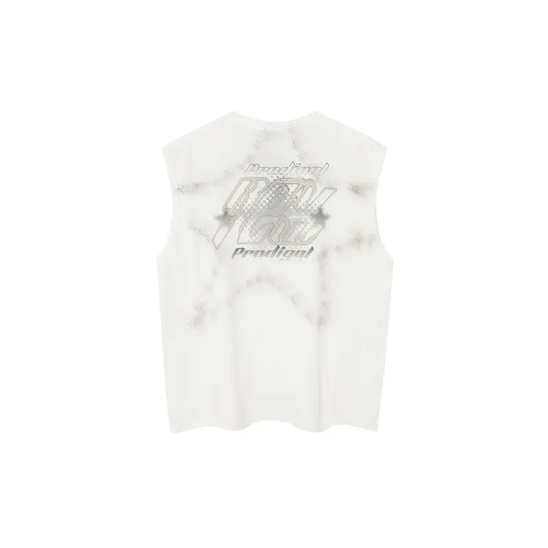 Pentagram Gradient Letters Printed Vest-1