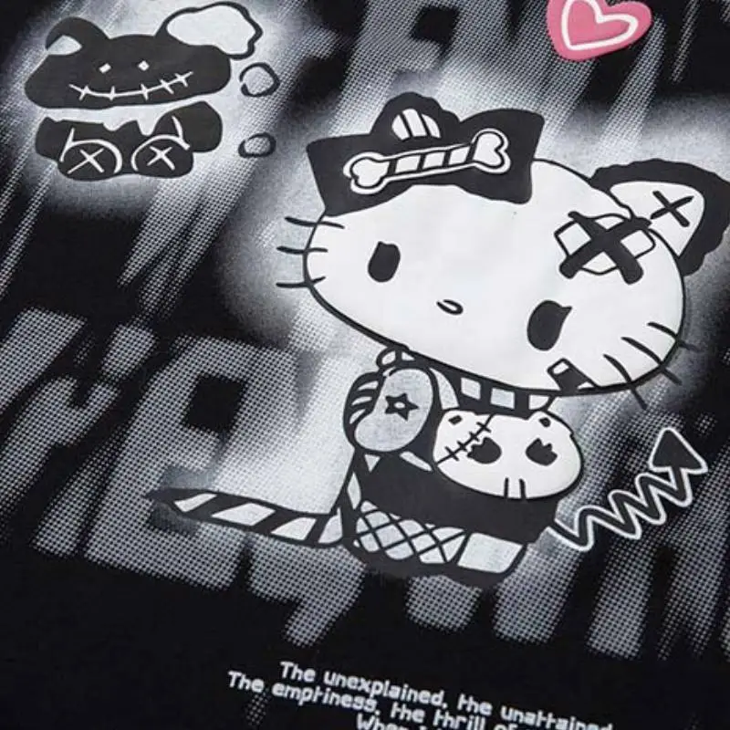 Retro Cartoon Cotton Blended Fabric T Shirt-4
