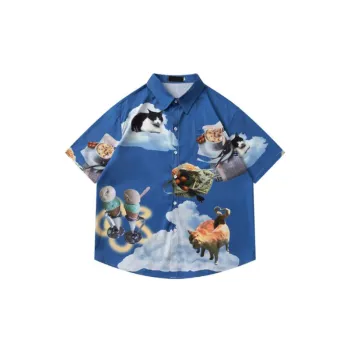 Cat Print Couple Shirt