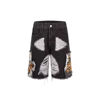 Ripped Embroidered Tassel High Street Denim Shorts