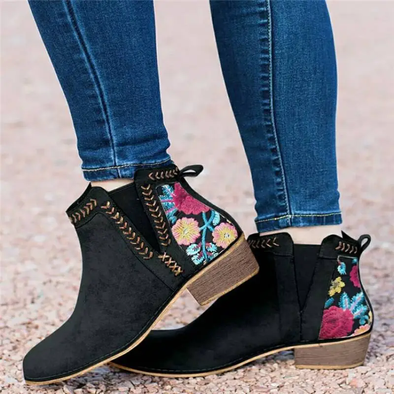 Fashionable Embroidered Martin Boot-3