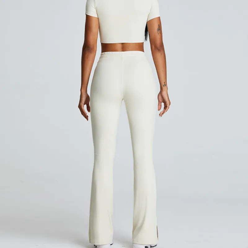 Sporty Plain Nylon Workout Pants Women-3