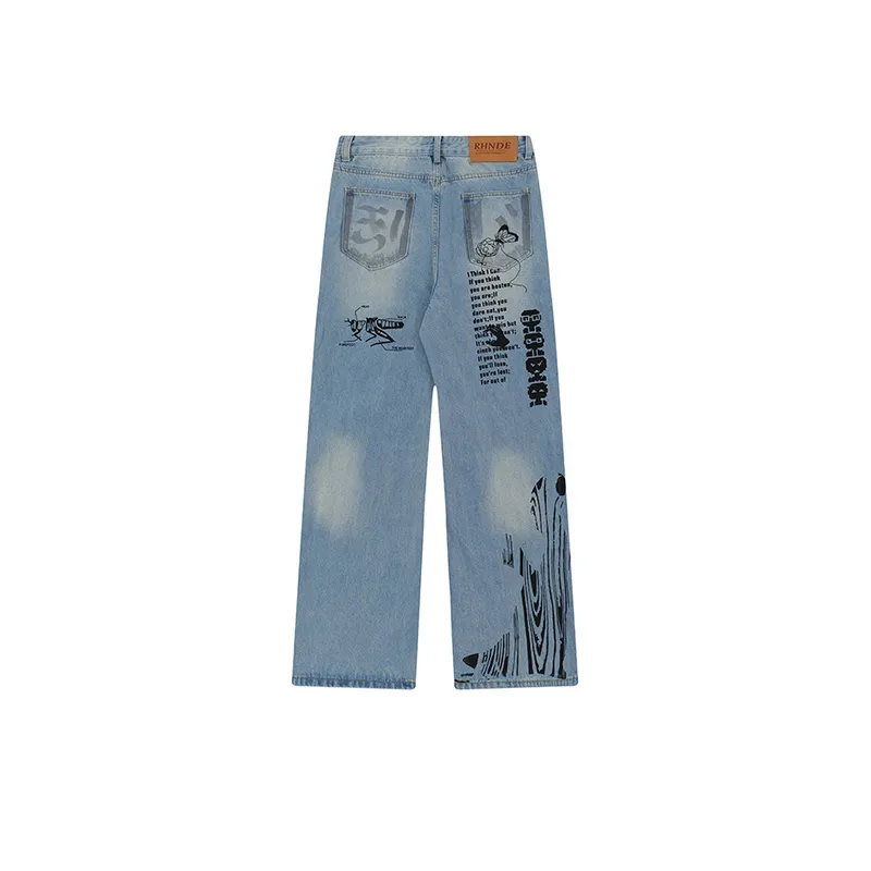 Casual Printed Ripped Jeans-1