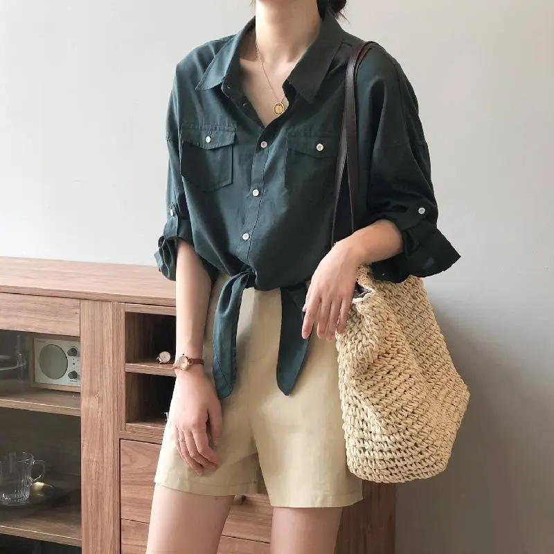 Casual Loose Lyocell Shirt Women-2