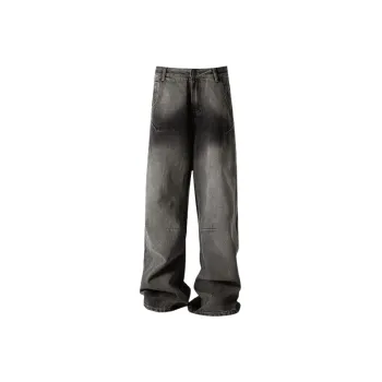 Retro Straight Leg Denim Casual Pants
