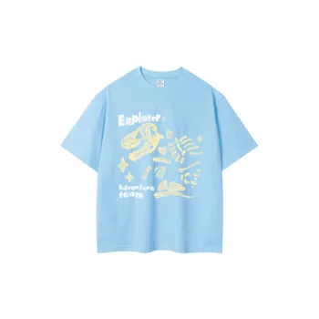 Loose Dinosaur Print Cotton T Shirt
