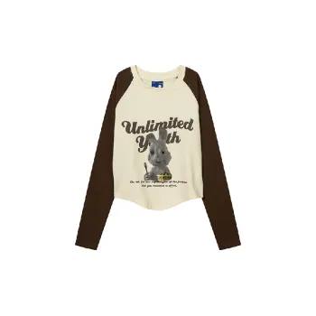Retro Long Sleeve Cotton T Shirt Women