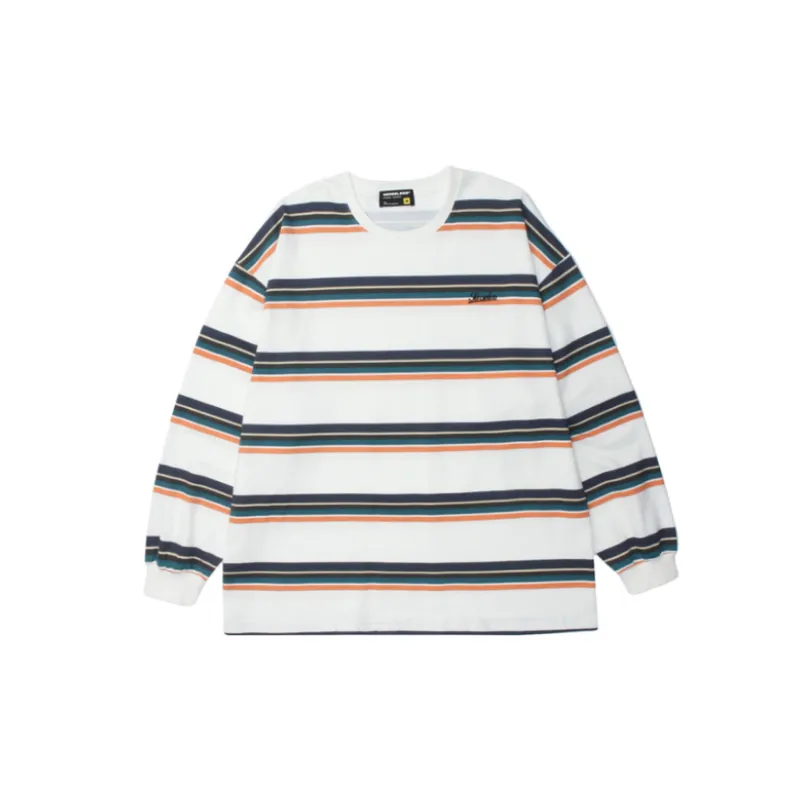 Retro Striped Loose Casual Long Sleeve T shirt