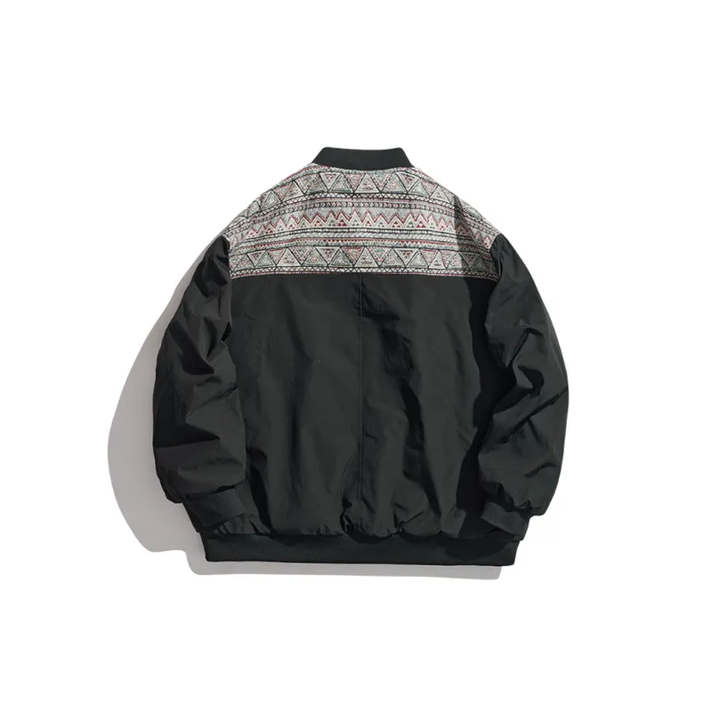 Ethnic Style Patchwork Baseball Jacket-5