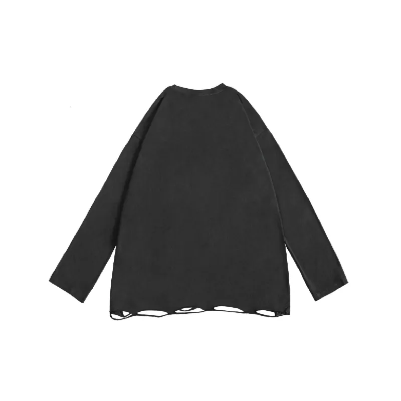 Trendy Long Sleeve Loose 100% Cotton T Shirt-7