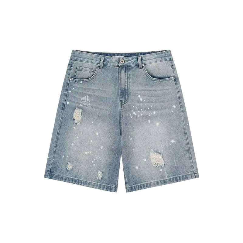 Distress Lightweight Denim Shorts