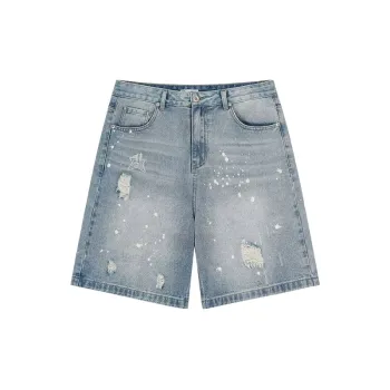 Distress Lightweight Denim Shorts